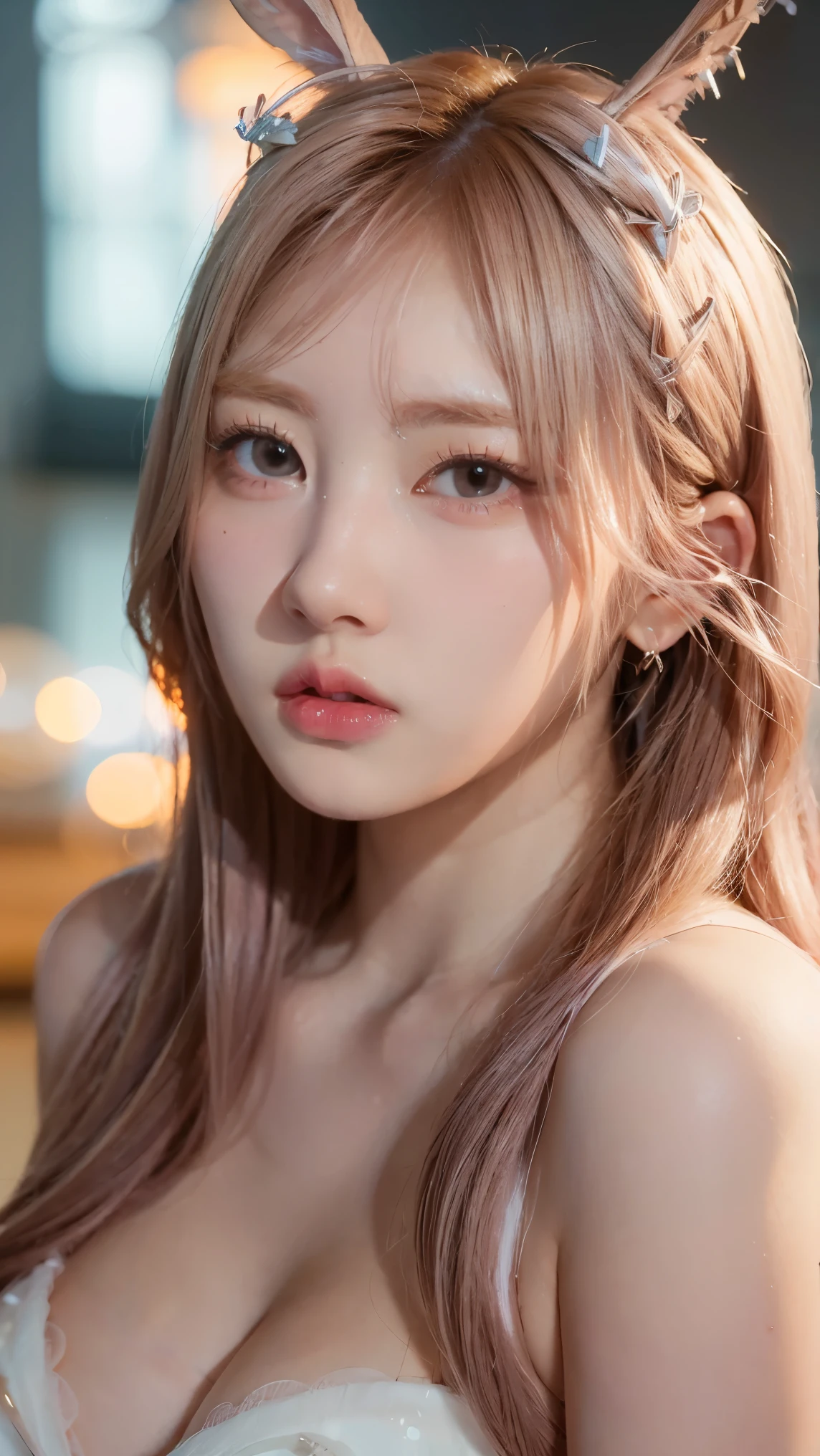 cute and sexy girl, pink hair, bunny girl, ultra-realistic, detailed lighting, anime, having beautiful detailed eyes, beautiful detailed lips, extremely detailed face and eyes, long eyelashes, intricate details, soft lighting, warm colors, cinematic composition, photorealistic, 8k, high resolution, masterpiece, professional, vivid colors, physically-based rendering