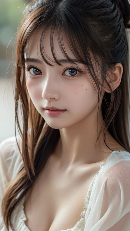 (8K, Photorealistic, Raw photo, of the highest quality: 1.3), (1girl in), Super beautiful, (Realistic face), (boyish, Silver Color Berry Shorthair), Beautiful , Glare that captivates the viewer, Beautiful expression, Beautiful breasts, (Realistic skin), Be...