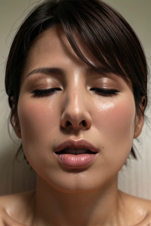   beautiful Japanese actress ,Flying debris,  Award-Winning Photos  ,   very detailed ,  edge orgasm ,   Woman with open mouth and closed eyes   , Sweaty skin、 lights that highlight the shine of sweat {{{Please spread the word }}}, Black hair、 Play,{{{{}}}},(length, Narrow nostrils)、 Light from below、Frowning,  ultra high resolution, retina, Accurate,  textured skin,  super detailed,   Attention to Details ,realistic skin texture,Realistic pores ,hair,