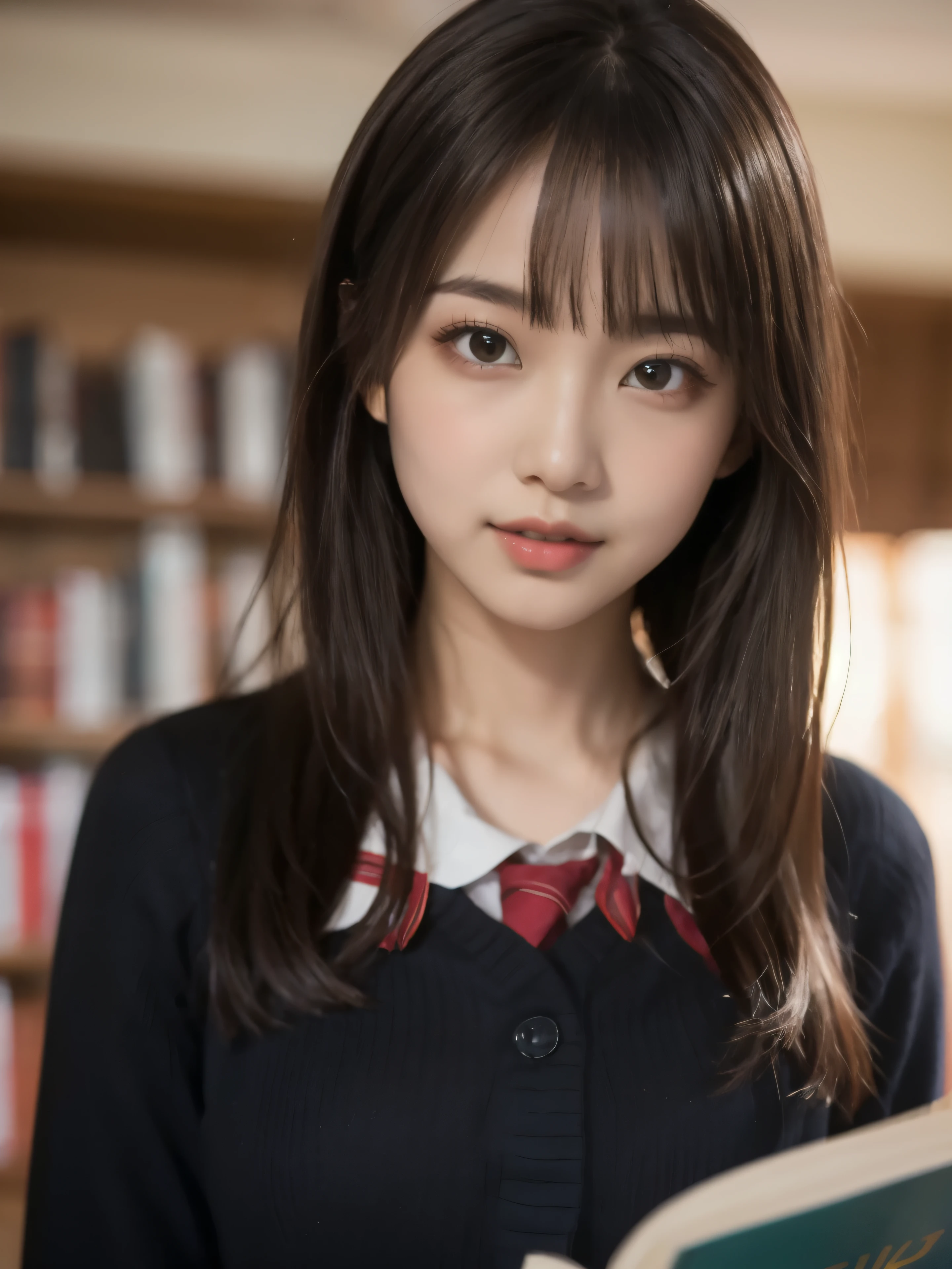 8k、 best quality、Ultra Wide Angle Monofocal Lens 、(Representative Works:1.2)、( real)、( real:1.37)、One high school girl、 reading a book、Thin eyebrows、 Libraries 、HDR、( high school uniform )、 Perfect Body 、 Gravure Shooting 、Perfect Fingers、Beautiful Skin、 professional lighting、Face and skin detail、Microparticles、 RAW Photos