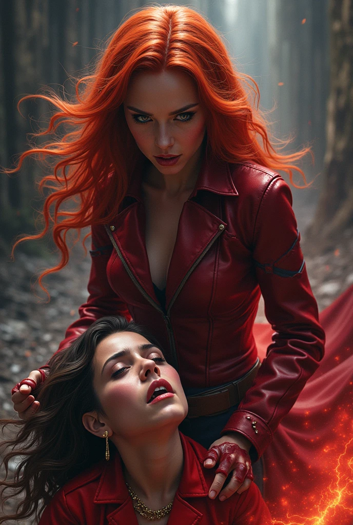 X-Men Goblin Queen, Redhead, 18 years old, full body, Dynamic pose