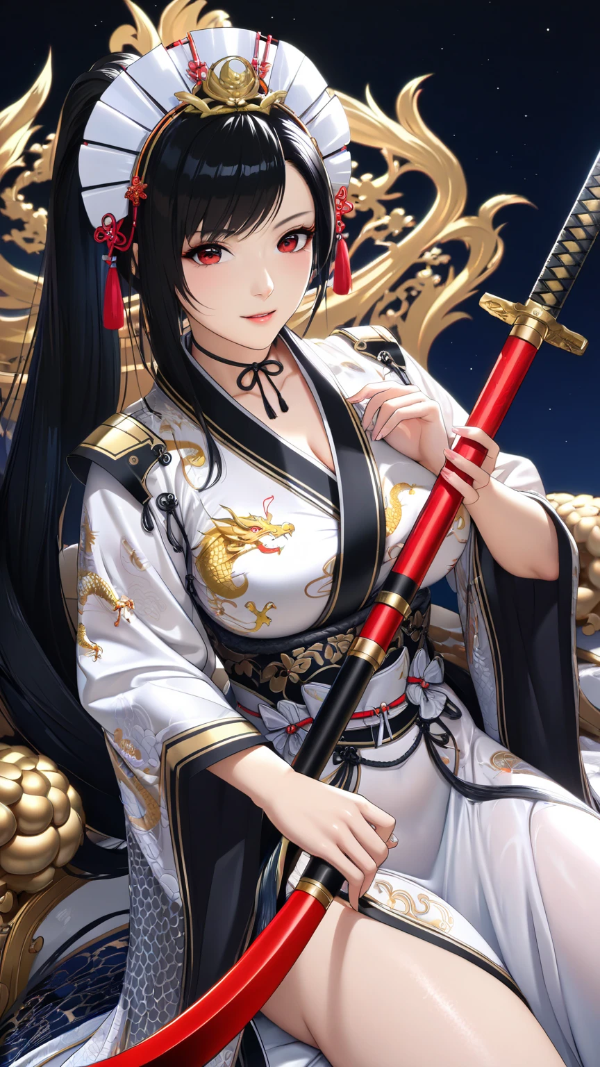 (masterpiece), ( Quality Best ), ( Detailed), Lightweight layer ,  smooth skin, (intricate  Detailed , tight clothes, , Devil Wings,Headdress :1.2), From above,  dark hair ,  black choker , Long hair, Ji Qie, Miss, 短 bangs, temple,  red eyes ,  handheld three-quarter staff,Hold a scythe ,Holding a sword, ( Mature Women :1.1), [Uncensored, , nipple], Side Ponytail  (简洁的background:1.1),  ( perfect detail : 1.5, 8K Wallpaper, masterpiece,  Quality Best ,  super detailed) A woman, Empress, Delicate facial features, Black Hair, Fine Hair, Tie hair, Golden Embroidered Dragon Robe , Hanfu, Sitting on the Dragon Chair, Hands on head, 宫殿background, Empress ( Quality Best , 8K, masterpiece: 1.3), Clarify the focus: 1.2, beauty: 1.4, whole body连衣裙: 1.4, night户外: 1.1,  pretty faces and eyes, Double eyelids. 添加了realistic的照明 , Pay attention to adjusting the proportions. top quality ， look up， whole body， Hair Bundle， 渐变Black Hair， 无与伦比的beauty， Radiant and firm skin， beauty的女孩， Smile gently，  top quality ， Realistic， （Bright）， moonlight， night， A tight combat costume that combines fantasy and science fiction， （puzzle， 极其 DetailedCG统一8K壁纸：1.5）， （beauty的乳房， Color_aberration， beauty的细节阴影， beauty的眼睛， beauty的身体， beauty的皮肤， beauty的手：1.5），（ vivid colors ，realistic，Hyper-Reality：1.5），（curve，charm， with a seductive smile：1.5），（ shiny hair ，Black Hair，Bright迷人的眼睛：1.5）， exquisite pattern， Intricate Details，Red blush， Shiny Skin ， Seductive Anime Girl ，[ 4k digital art],beauty迷人的动漫女人，Painting in anime painter studio，Smooth Anime CG Art，With the animation studio production， Realistic anime 3D style， 无与伦比的beauty， Glowing and firm skin，  black hair， beauty漂亮的女孩， Kind smile， 高 ponytail子，  soft lighting， masterpiece高质量,HD,16K,Sharp Line,1 Girl,fantasy, （goddess）, pretty face ,  big breasts ,  beautiful legs ,Focus Girl,detailed  pretty face , Detailed衣服, pretty eyes,Cool,Sexy, dynamic angle,穿着华服的神明Strike a pose, 古老神秘性感goddess, Traditional aristocratic beauty, beauty女战士战神 , beauty性感goddess, Gorgeous role-playing, high, beauty的年轻女孩, beauty的女人, 华丽beauty的女人, Complex clothing,Chinese Mystical Aesthetics, beauty的goddess 古老神秘女孩, goddess的华丽服饰，极其 Detailed镜头, 令人瞠目结舌的性感beauty, Big breasts深领口性感肚脐（butt), (Sexy Girls), masterpiece,  Best Quality ,  bangs,  blush, Chest, clavicle, Eyebrows visible through hair, (渐变 dark hair ), Jewelry, Long hair,Bright的眼睛, ring, (solitary), illustration, fashionable, miss, Strike a pose, background, element, Confident, Express, Accessories, majestic, striking, Key Points,  dynamic posture, A woman wearing a tight combat suit that combines fantasy and science fiction,Viewer,(((Full breasts, Keeley University))),Slim waist,( Showing the Navel ,Bare waist), Long hair, 极其 Detailed细节,  Detailedfantasy艺术, Stunning character art, beauty精致的人物艺术, Beautiful dress,  very detailed ， ultra-wide-angle shot ，whole body镜头拍摄，Close-up of body，whole body出镜，柔和动漫illustration, 柔和的深色background，Fujifilm XT3  clearly focuses , f 5.6,  high detail ,  clearly focuses , ( natural light), (tempting)translucent, Good velvet quality, contrast, Divine Light,, 夜空background, Absolute Strength,Female gods，穿着性感融合奇幻与科幻的紧身战斗服的Female gods,， big breasts ，beauty的Chest，Golden ratio figure，Beautiful figure， ultra-wide-angle shot ，whole body镜头，Close-up of body，whole body出镜， Wearing a lace dress,  Model Shooting Style , (Extremely detailed CG 8k wallpaper unit), 世界上最beauty的艺术照片, , 8K 超HD, ) ，Sexy姿态，Sexy表情， Best Quality ,masterpiece,super high resolution,( actual :1.4), original photo,super high resolution, ponytail, Hairpin, Hairband, Cat ear headphones, Happy， big breasts ，Big breasts