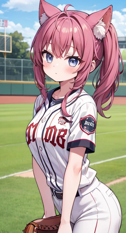 Beautiful girl ,busty girl, medium tits,hy1, hair ornament, multicolored hair, baseball player, baseball player costume,(pov,closed shot:1.2),8k, detailed face,cute face