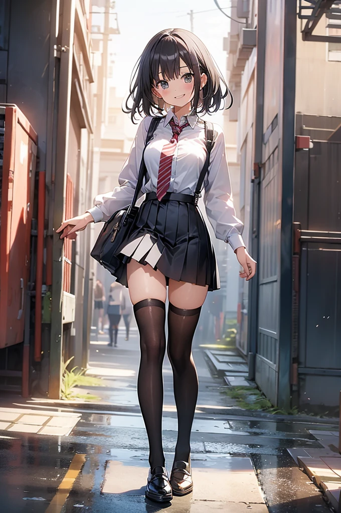  miniskirt　 suspenders　Sakura　smile　Knee-high　 Knee Socks 　tie
