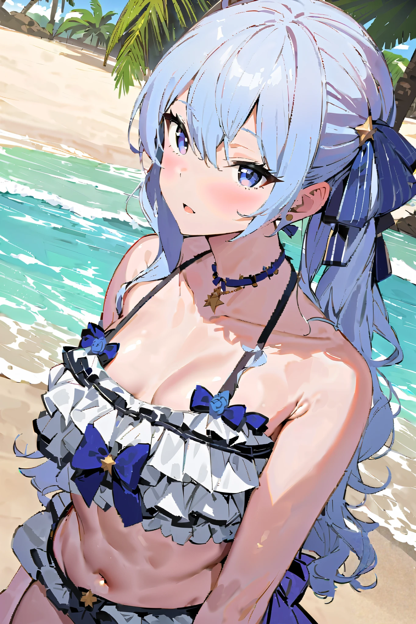 shiroko_(blue_archive), big breasts, cleavage, black bikini, animal ear fluff, animal ears