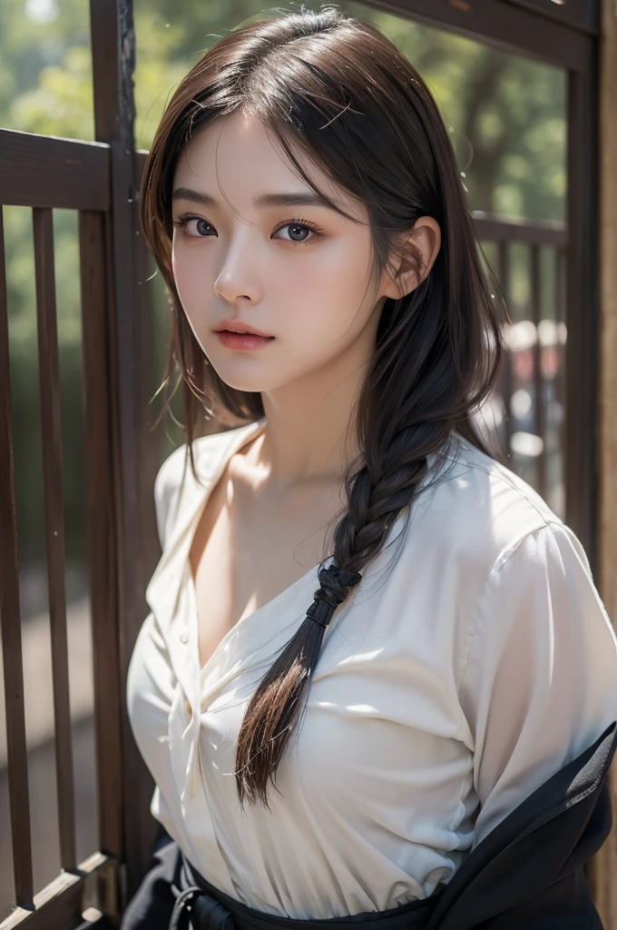 (((Upper body shot,Close-up photo)))、(((long hair,Bun hairstyle)))、(((Rainy Day,get wet)))、(((White summer chiffon shirt,get wet雪紡衫)))、18 years old、angry、girl、Plump breasts、Point on chest、Penetrating breasts、Showing nipples、Light eye makeup、Ultra-realistic faces、High resolution 16K、Skin texture must be natural、Use natural light and color、 High-quality photos taken by AV Model Agency.