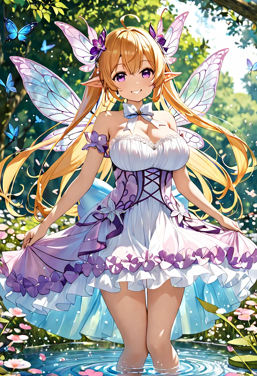 1girl、Fairy clothes、 fairy wings、Floating、 Big Breasts 、smile、Cute