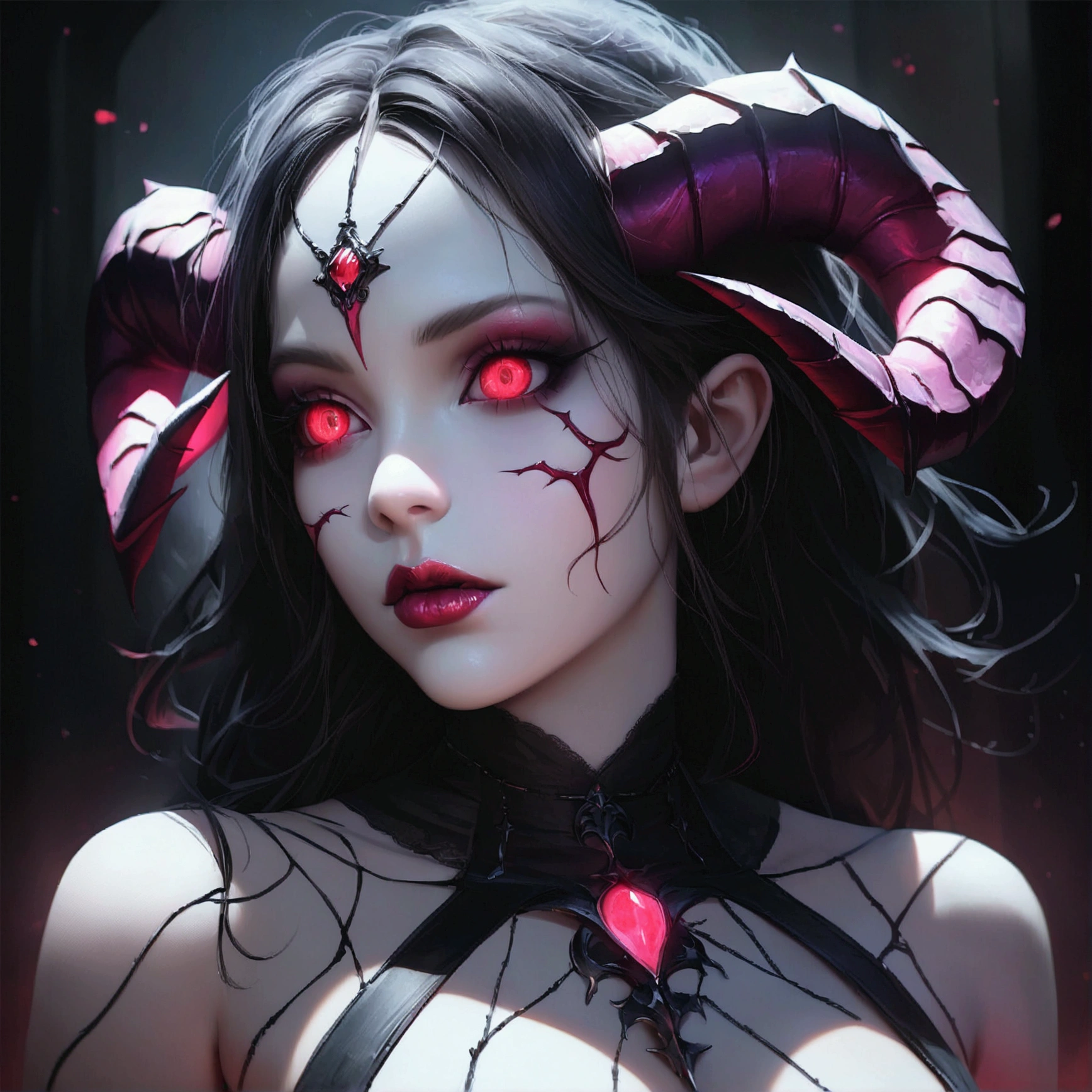 girl, demon, succubu, horns, baddie look, short hair, best quality, 8k
