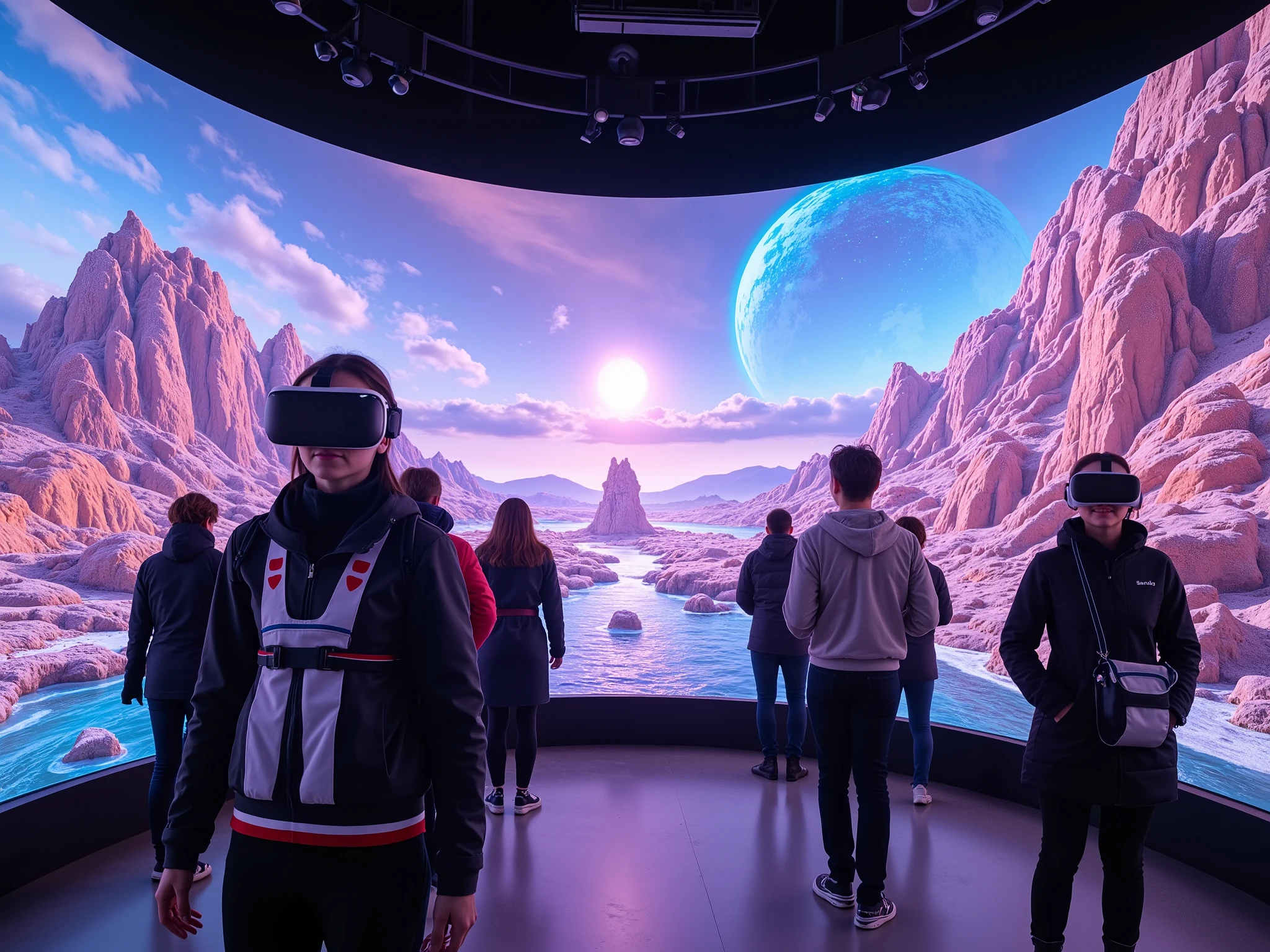 Experiences of metaverse virtual world entertainment and Future digital VR virtual reality glasses Esport game, Innovation of technology cyber Space, a man with virtual reality VR-3d Rendering