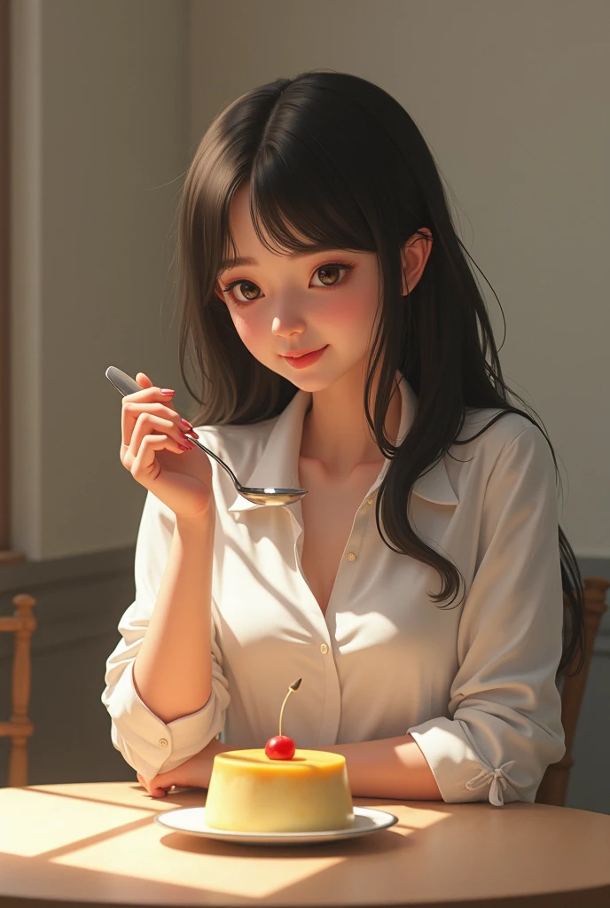 Anime girl eating sandwich in kitchen while drinking coffee, realistic anime artstyle, anime girls drink Energy drink, Anime girl with long hair, attractive anime girls, seductive anime girls, Smooth anime CG art, made with anime painter studio, Drinking coffee, Beautiful anime girl, Marin Kitagawa fanart, Realistic anime art style, morning coffee, drawn in anime painter studio