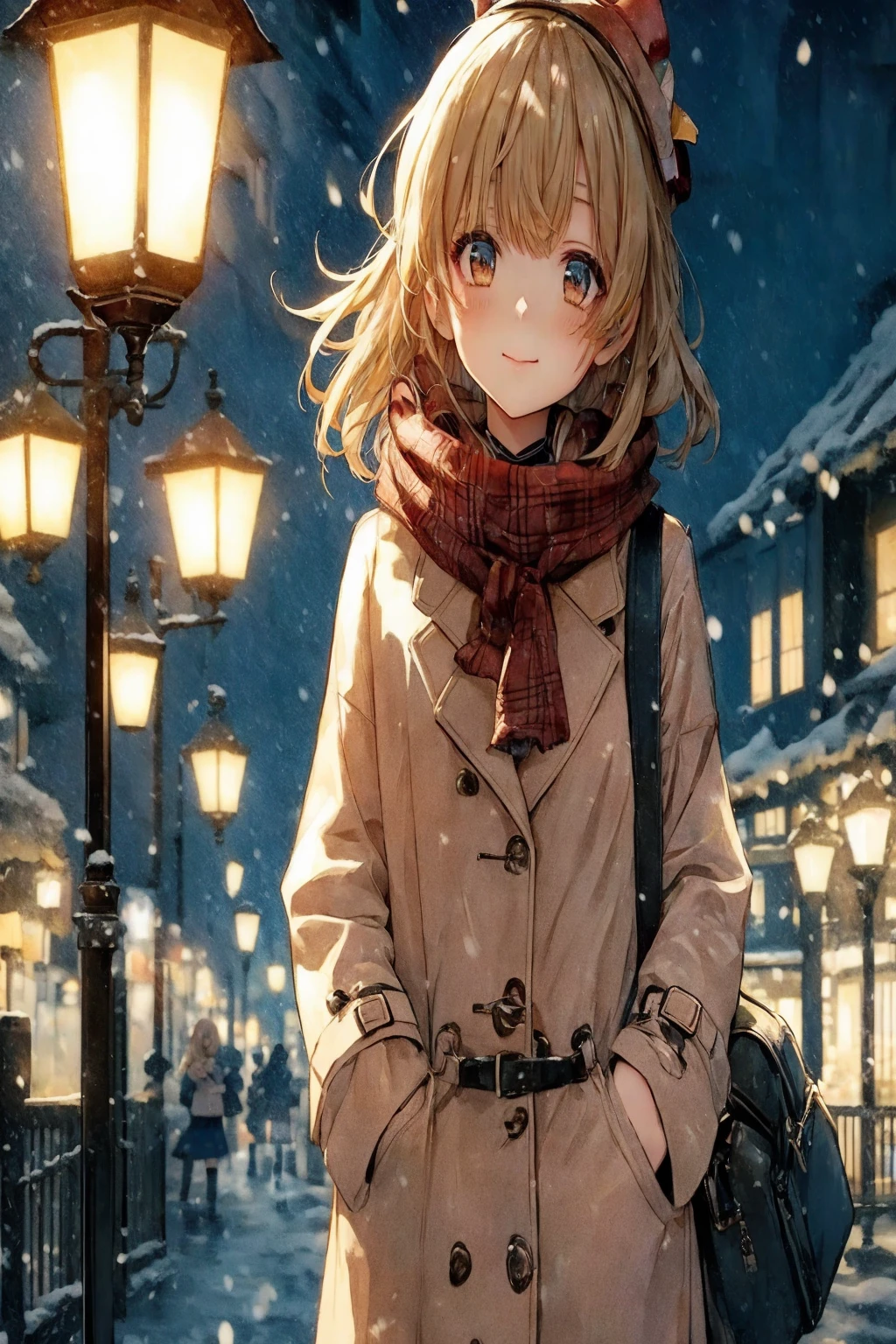 anime girl in a trench coat standing in a snowy street, cute anime girl, anime style 4 k, anime visual of a cute girl, beautiful anime girl, anime style. 8k, young anime girl, portrait of cute anime girl, pretty anime girl, cute anime girl portrait, portrait anime girl, 4k anime wallpaper, extremely cute anime girl face, an anime girl