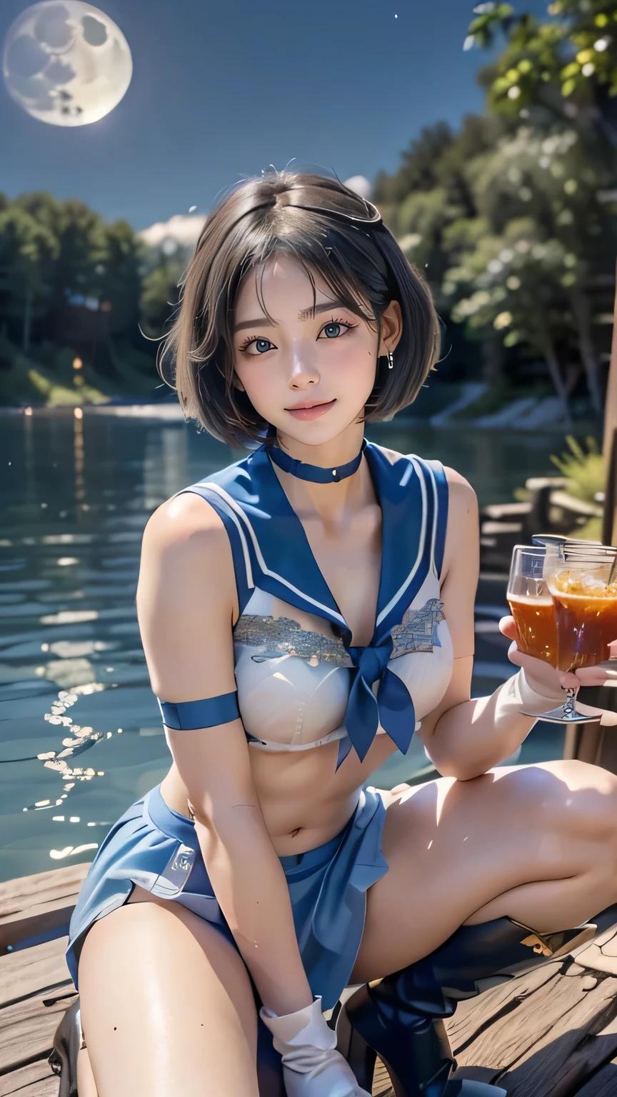 ((( best quality))), ((masterpiece)), ( Details), ((Alone)), (((((( Blue shorthair girl wearing Mercury warrior costume)))))), (((Slender body,:1.4, Big Breasts , big butt , slim thin waist , thick thighs , Fit for a Toned , Thin legs))),( camel toe ,Camel hoof), (( Glowing Skin , white skin, Glowing Skin )), Mysterious Light, (((( angle )))), ((( A girl with a well-groomed face ))), ((Big Eyes)), ((((((Droopy eyes)))))), (((( close your eyes )))), (( at random angles )), (((( accurate anatomy )))), Completely-valid , eyeshadow, Earrings with Cups , Necklaces , ((( dynamic pose ))),((( blue hair, tiara , sailor warrior uniform , Blue Sailor Color , bow, Knee High Boots , choker, white gloves, blue choker, elbow gloves, jewelry, Earrings with Cups , blue skirt ))),(( random sexy poses )), sailor mercury isolated on white background, blue eyes, sailor warrior uniform , crouching with knees bent,((((White underwear is visible)))),Squatting Cowgirl Position,sex, straight, girl on top,((((Moon-visible lake background)))),