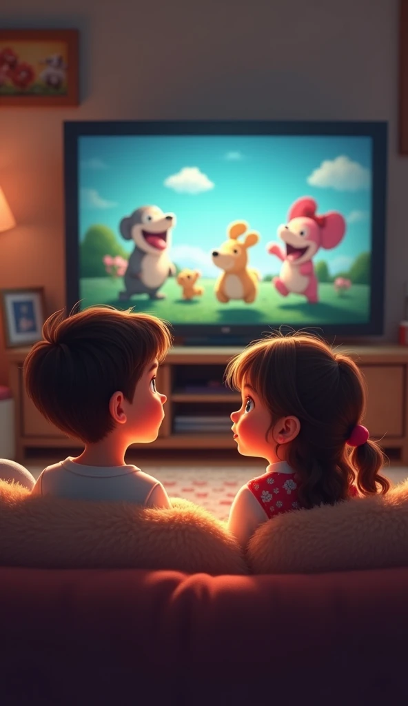Two astronaut children watching Disney + on a television