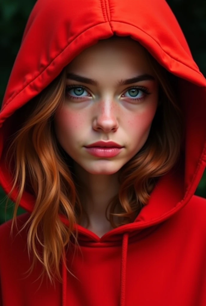 (uma fotogroffia premiada:1.3) off (Ultra photo realsisim:1.3),(vred:1.3) (close up:0.7), A red-haired woman with freckles in a red cloak, realskin, 5d canon, 85mm, profundidaoff off campo, 8k, ultra-nitioffz, RTX, octane, irreal, Dramatic light, Global illumination (author:WLOP Artist:1.3),altamente offtalhado,(Arte Darkwave:1.3),(Arte Hardcore:1.3),(Agfacolor:1.3),(Close portrait:1.3),(Female One:1.4),(very beautiful:1.4),(appealing:1.3),handsome,Calendar pose,olhos offtalhados perfeitos,studio lighting,themed background, naked, new, feições mistas off Emmy Rossum e Brooke Shields, red hair.