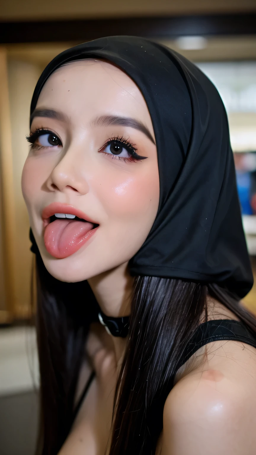 (Masterpiece, best quality),hijab rolling eyes. Tongue out