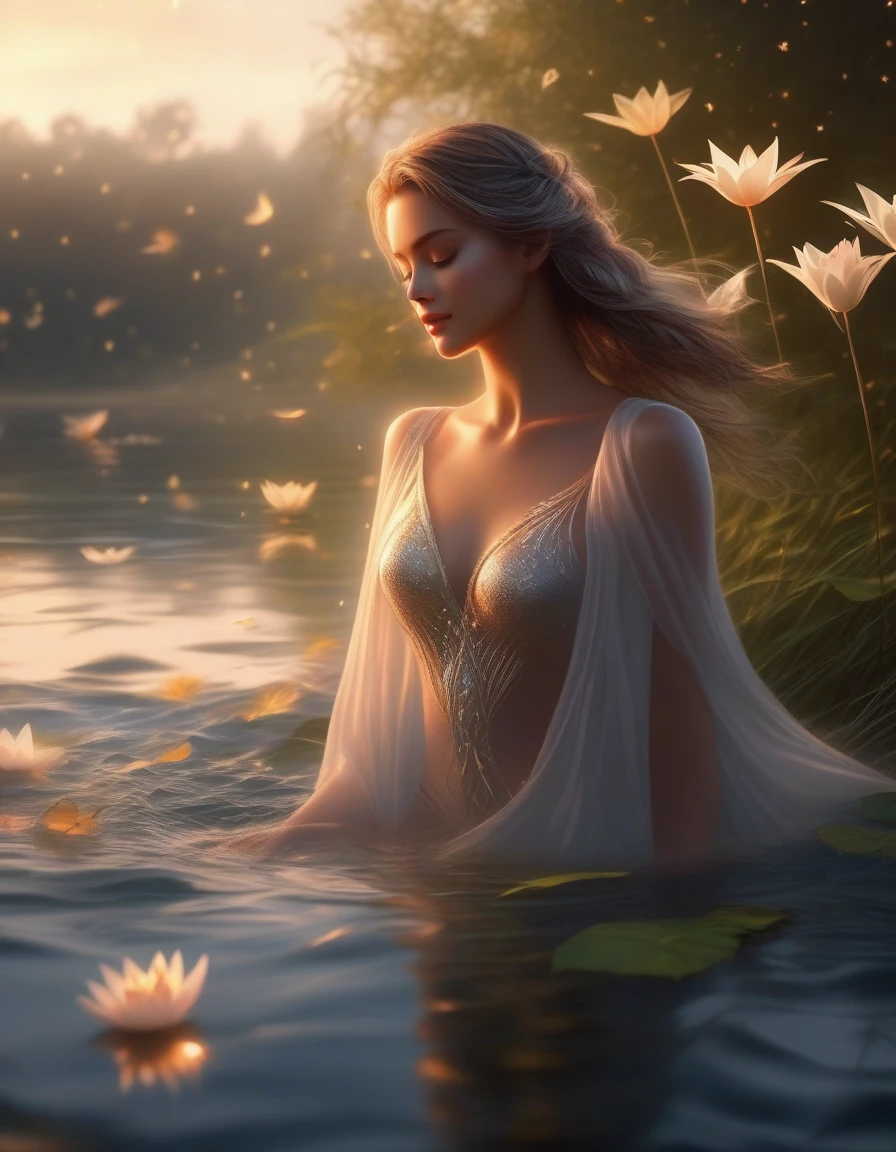 (there are a group of 9 womans taking a bath in river, deer, bow, archery, full body, cinematic screen, ethereal, detailed, alluring succubus, ethereal beauty, perched on a cloud, (fantasy illustration:1.3), enchanting gaze, captivating pose, otherworldly charm, mystical sky, soft colors, (detailed cloudscape:1.3), (high-resolution:1.2), ((masterpiece)), (best quality), HDR, ((masterpiece)), (best quality), HDR, FEMME,artistic, Soft color palette, windblown flowers, Sparkle, magical photography, Soft smooth lighting, Light background,[light smile], expressionless, river, forest, rock, dramatic sky, warmtone, woman running,, a mature sad female, ethereal, large breasts, vivid color, bare shoulders, arms down, armpits, thighs, [light smile], expressionless, masterpiece, 8k resolution, fantasy art, ((high jumper's body proportions)), ((((no panties)))), ((no panties))), ((( No pants))),(((No socks)))),(No skirt)))),((No shoes)))),((Dynamic posture)))), (Full body))), (Greek feet), (Carefully groomed nails),((Delicate and small toes, perfect toes))), (Camel toes),((Correct anatomy)),((Correct dissection))),( Clothing: high slit design, white flowers cut at the waist, perfectly blending with the figure))), (((the world of clouds and mist))), (the clothes are painted with dirty and blood )))), sexy, lots of glow neon mushrooms, mandalas, cinematic, sharp, ray tracing, brightness, luminosity ((best quality)), ((masterpiece)), ((realistic)), (detailed), reflective luminous white:1.5, texture glossy orange:1.3,