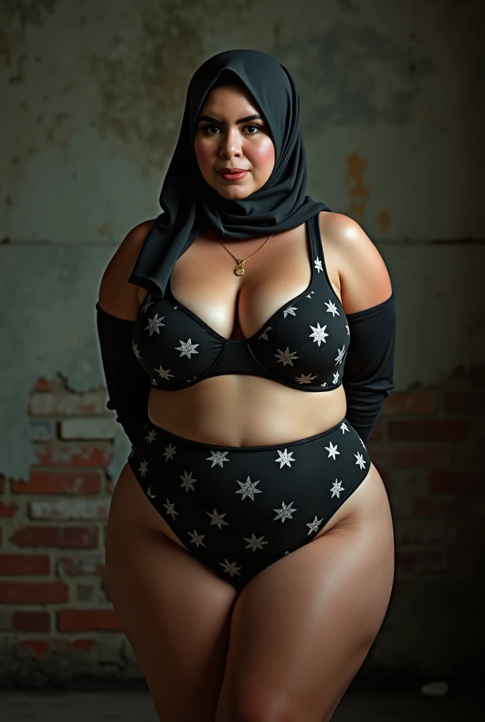 (fermer),BRUT, best quality, high resolution, chef-d&#39;artwork: 1.3), bbw, Belle femme malaise en hijab,chef-d&#39;artwork, perfectly fitted body, ((huge breast)), de grands yeux magnifiques, Sourire doux,beau visage,thick thighs, lingerie bleu, bbw