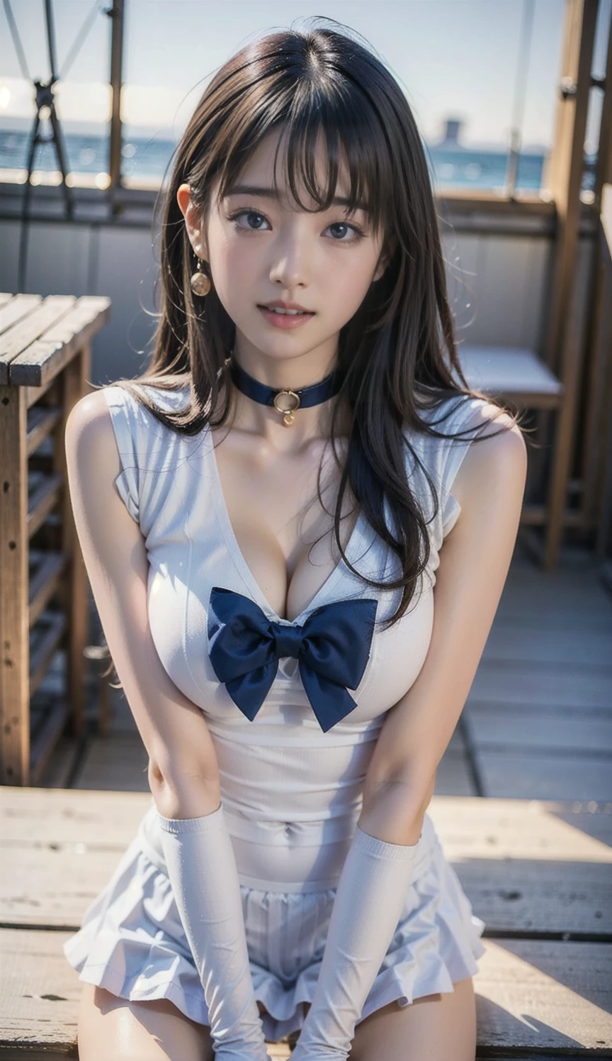 (masterpiece:1.2, highest quality), (Realistic, photoRealistic:1.4), Beautiful illustrations,
View your viewers, whole body, Front view:0.6,
1 girl, high school girl、Japanese, high School girl, (Long Hair:1.5), Hair fluttering, (Half Up, Half Updo), bangs, Hair between the eyes, Big Breasts:0.8,
Beautiful Hair, Beautiful Face, Beautiful Eyes, Beautiful clavicle, Beautiful body, Beautiful breasts, Beautiful thighs, Beautiful feet, Beautiful fingers,
(Beautiful views), , School,
Sailor suit、 White panties,
(Are standing, , Please lift your skirt, Grab the hem of your skirt, Place your hand on your chest, Place your hands between your legs),
blush,