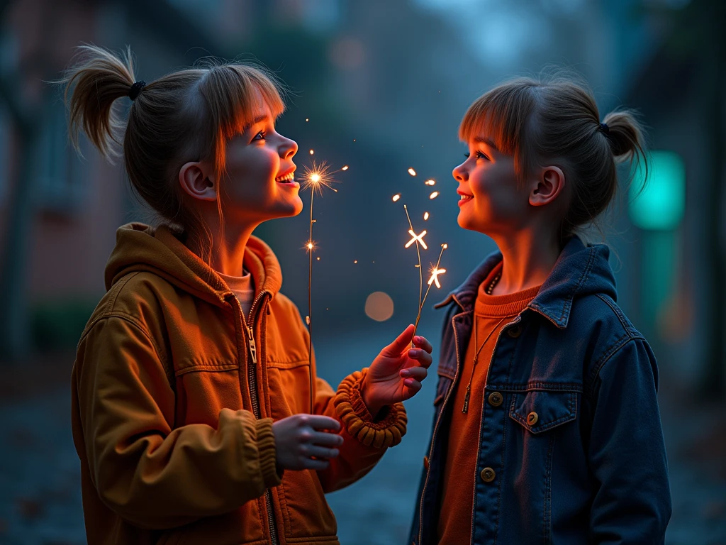 blonde child girl fireball in hands.
