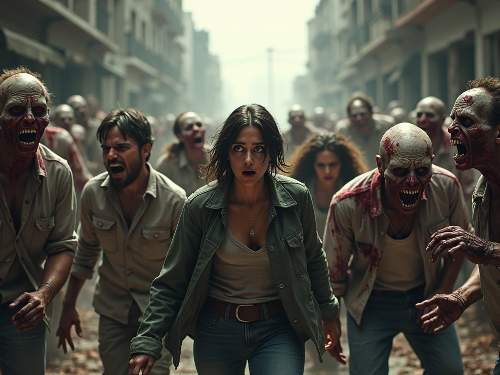 Show an image of a group of survivors banding together to resist the zombie-controlled regime.