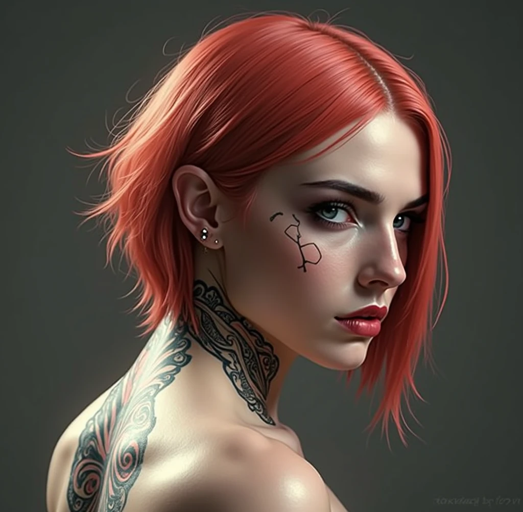 ((a nerdy girl redhead, seductive,beauty, 50s high beehive hairstyle)),smooth skin,  ((heavy tattooed, traditional american tattoos,))intense light-blue eyes, red lips, polka-dot dress, filter sunlight make her skin had dreamy radiosity, intrincate, vivid shadows, volumetric light, impressive, midjourney, leonardo style, --auto --s2