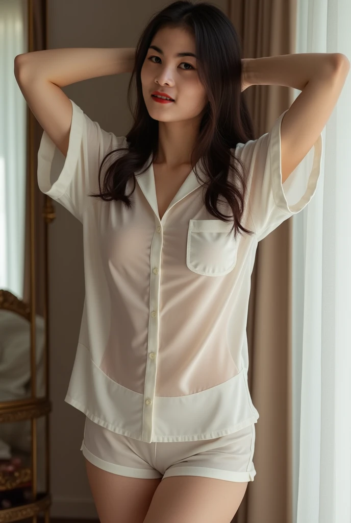 One Piece Shirt、Larger shirt、nffsw_Shirt_nopants, ,8K, (A sexy),cute little,(realisitic:1.1), (Photorealsitic:1.1), (masterpiece:1.1), (top-quality:1.1), Raw photography, hight resolution, ultra-detailliert, high-definition RAW color photography,professional photograpy,masterpiece, top-quality,realisitic,realskin,1girl in,Low_keys,独奏,illuminating,length hair,Bedrooms、Evening glow,sunrises,evening,
beautiful finely detailed eyes、(blush of the nose)、(sitting on)、
(详细的脸:1.2)、Extremely beautiful face、