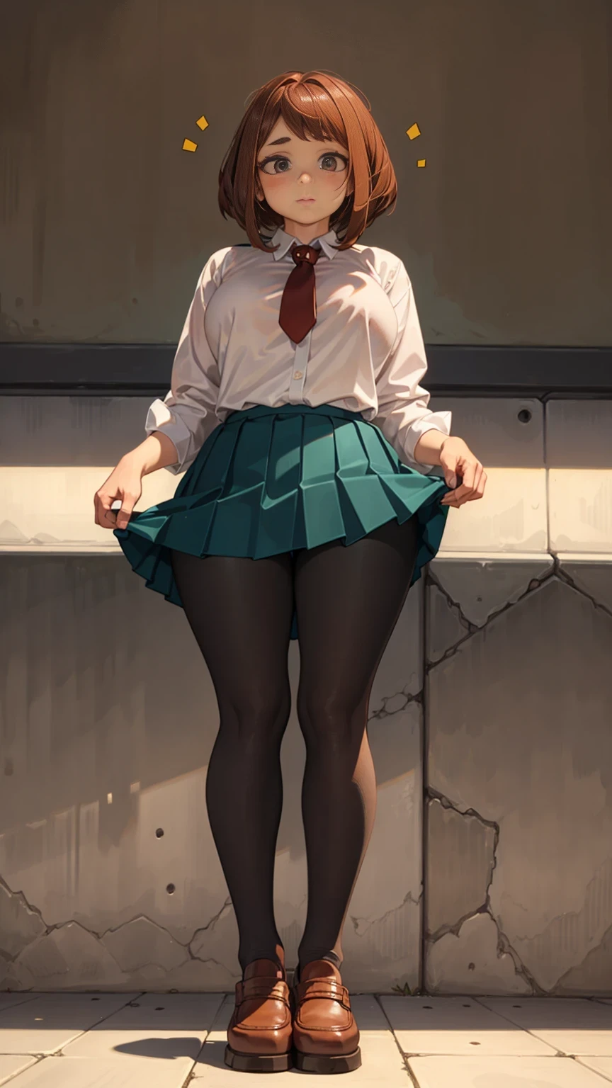 highest quality、one girl、、full body figure，big 、big tits perfect five fingered hands、Nino Nakano,shy face、perfect thing、big breasts、perfect arms、perfect legs、detailed description、small details、detailed face、white skin、plump legs、In town、In town、back view、look back、turn around、Pose that emphasizes the buttocks、black lace panties、I can see your panties、Skirt flip、lift skirt、nino nakano, short hair, bangs, blue eyes, hair ornament, hair ribbon, pink hair, blunt bangs, two side up, butterfly hair ornament,skirt, shirt, long sleeves, white shirt, pleated skirt, open clothes, collared shirt, sleeves past wrists, dress shirt, cardigan, green skirt, open cardigan, black cardigan,white thighs socks、erotic pose