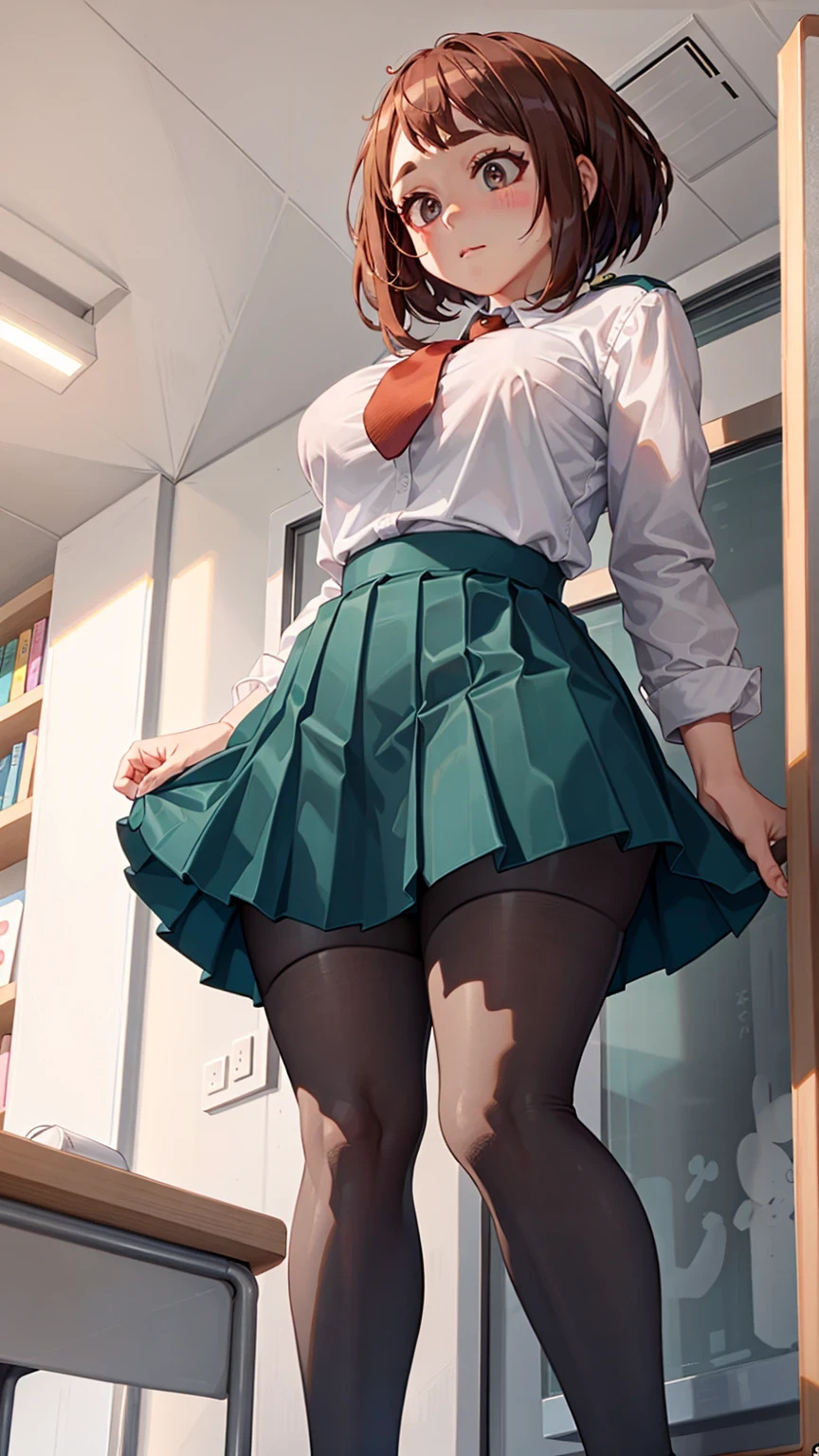 (highest quality,4K,8k,High resolution,masterpiece:1.2),Very detailed,Portraiture,Detailed Background,Soft lighting,Beautifully illuminated landscape, fantasy art:1.5, BREAK high school girl,skirt,Plaid, Pleats, panties,Light green,See-through, perfect female body,Big Ass, expensive, short hair, blazer, Black socks, loafers, BREAK another male's hand from out of frame touching her skirt:1.8, From behind, one hand, Perfect Fingers:1.3, Perfect hands:1.3, Short sleeve, Rear View, station, train, Commuting, long escalator