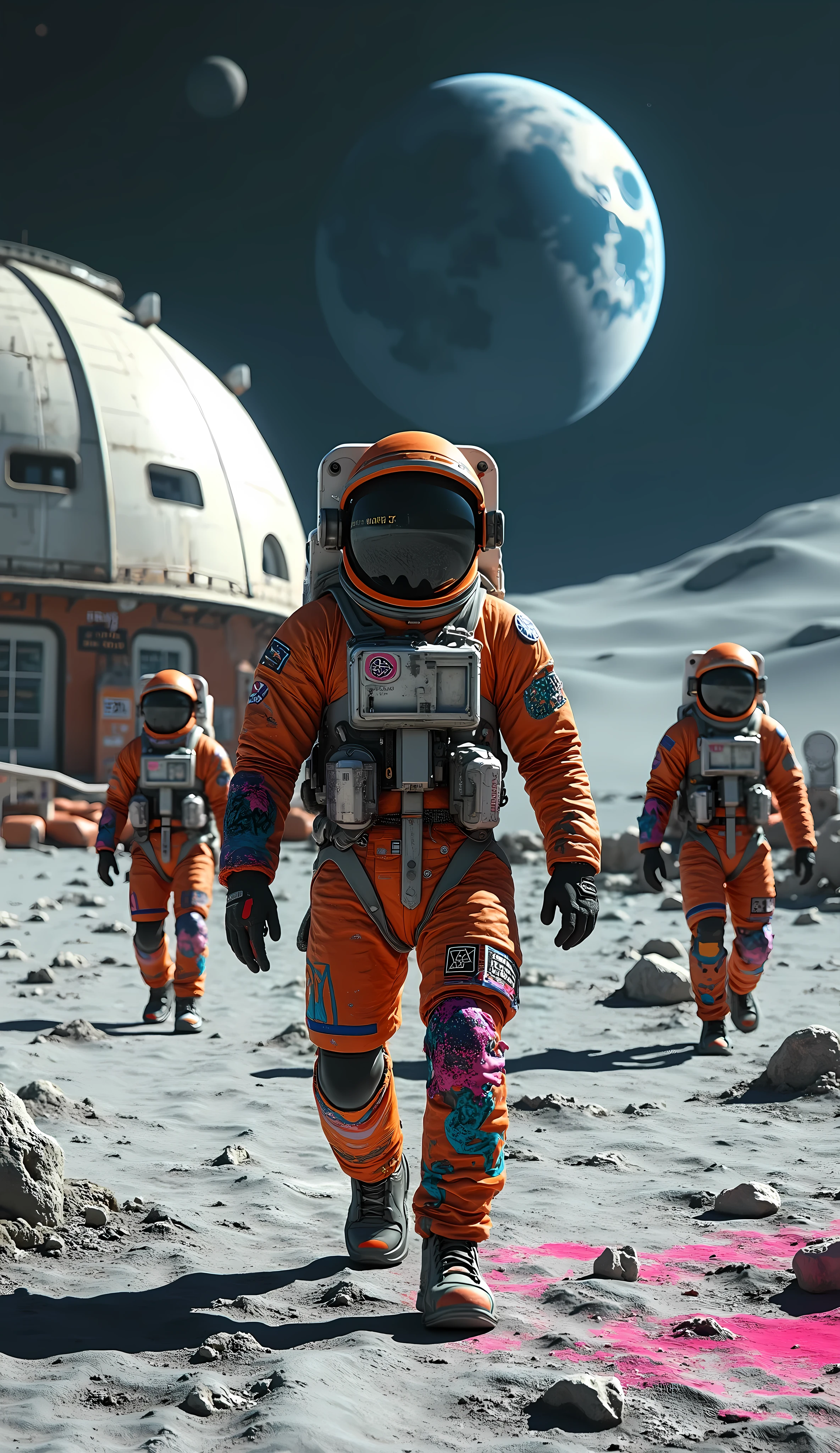  typography , Moon base, Beautiful Earth, break ( dub graffiti, "Moon base""Let's enjoy generating ""Let's create ‼ "), 