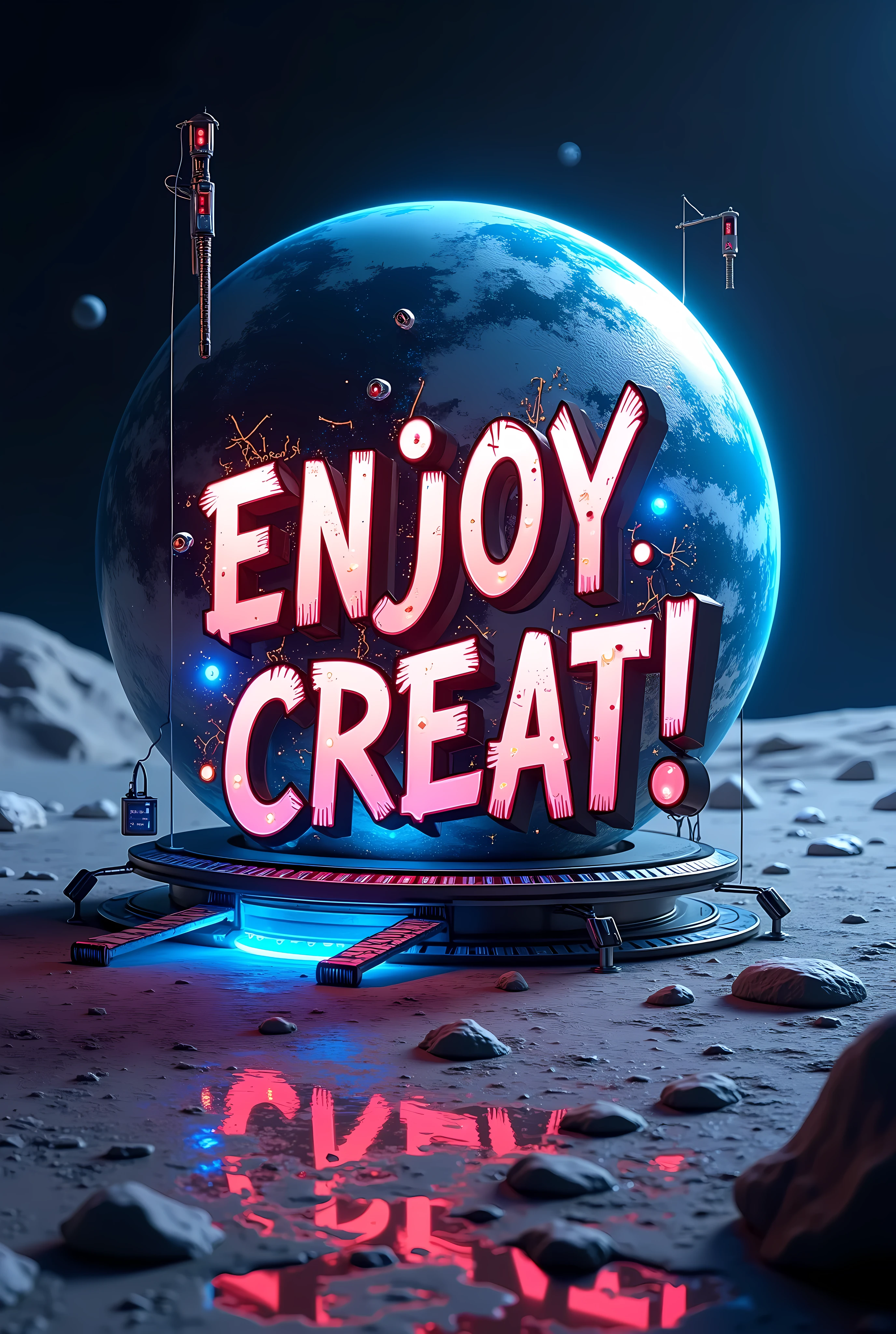  typography , Moon base, Beautiful Earth, break ( dub graffiti, "Moon base""Let's enjoy generating ""Let's create ‼ "), 