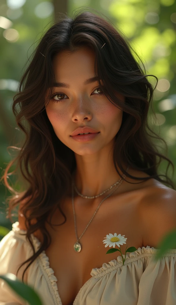 (best quality, highres:1.2, ultra-detailed, realistic:1.37),medium:oil painting,portrait,Latina woman,no clothes,exposed skin,dirty,nasty,show perfect vagina,seductive expression,piercing eyes,long flowing hair,proud and confident posture,standing in a lush field surrounded by blooming flowers,sunlight gently kissing her skin,soft shadows accentuating her features,muddy ground beneath her feet,her body covered in mud,emphasizing her connection to the earth,playful smirk on her face,determined gaze,fine lines and wrinkles adding character to her face,delicate droplets of mud on her skin and hair,subtle reflections of the vibrant colors of the flowers on her skin,the smell of wet earth and fresh flowers filling the air,vivid colors and rich textures in the surroundings,showcasing the beauty and diversity of nature,creating a harmonious and captivating scene.