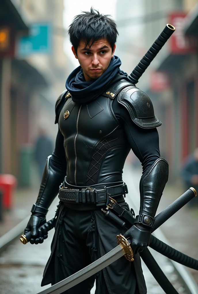 Claro! Here's your prompt: "Um ninja silencioso, envolto nas sombras da noite, empunhando duas katanas reluzentes, pronto para enfrentar qualquer desafio."