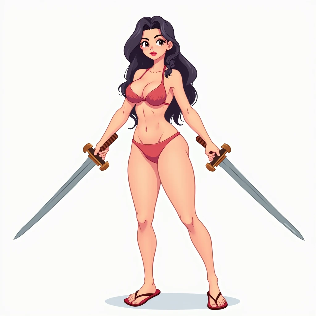 WOMAN wearing bikini , thick , asian girl , sword ,