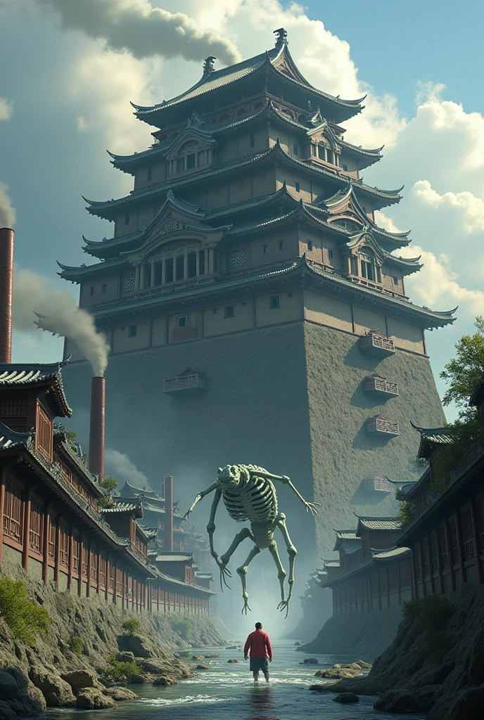 absurd, realistic lighting, (abyss) masterpiece, high quality, beautiful graphics, high detail, dressed woman, extremely refined and beautiful, amazing, fine detail, masterpiece, hyper-detail, high resolution, (best illustration), (best shadow), intricate, ancient landscape, thousand hands bodhisattva, temple, (mysterious black fog), journey to the west, ((corpse), ((ancient monster)), (ruins), (battlefield), (blood stain), glazed tiles, Buddha statue, lantern,