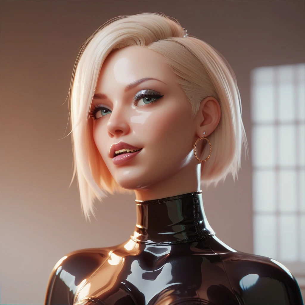 (((Masterpiece))) redhead woman with short hair in (((dressed in 1950's or 1960's pulp sci fi costume, Spy look, Black and White latex, White latex))) , a photo by Allan Linder, flickr, pop art, hair, 60s style, 60s style, brigitte bardot, 1960s style, retro 60s fashion, poppy, cut, medium yellow blond hair, pixie, redhead hair, sexy pose, small breast, beautiful sexy look, sweet lips, hard nipples, pink nipples, red lips, Double flick lined eyes, rock and roller makeup, lustful look, sexy eyes, red flat background,