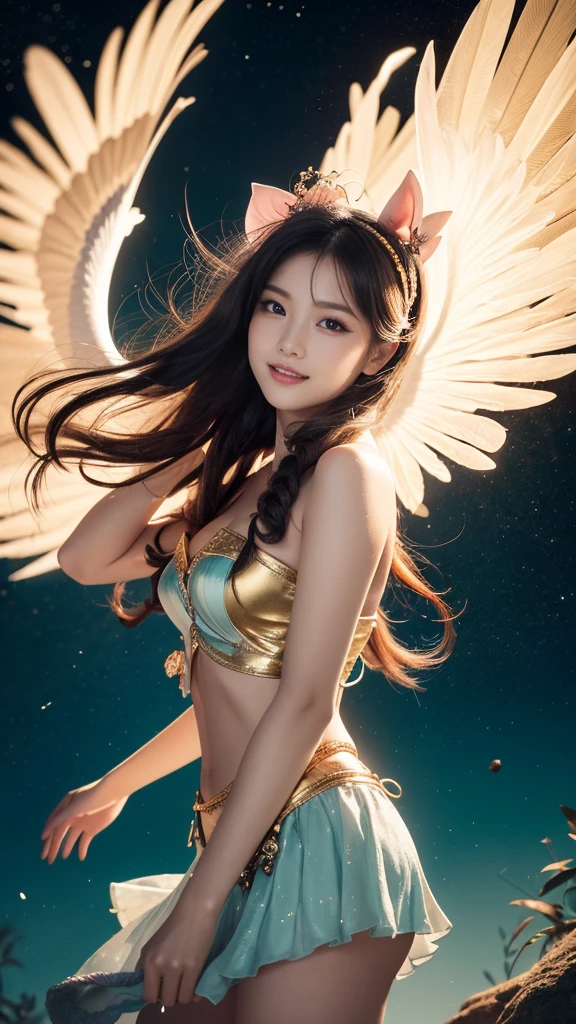NSFW, 8k, High-level, absurd, masterpiece, best quality, primitive, very detailed CG, very detailed wallpaper, perfect lighting, Extremely detailed (((The personifying " princess Jasmine in Aladdin " as a Little Girl))), MysticSight, Tyndall effect, Tyndall scattering, Studio gray background with (many Dazzling RainbowColor particles BokeH:1.28), (RoundlyButts, ThighGap), (Exposed:0.4), (Assfocus with looking ahead), BREAK (NOGIZAKA face variations) Extremely Detailed very KAWAII face variations, perfect anatomy, Childish, captivating gaze, elaborate detailed Eyes with (sparkling highlights:1.28), long eyelashes、Glossy RED Lips with beautiful details, Coquettish tongue, Rosy cheeks, Radiant PearlSkin with clear transparency . { (Dynamic LifeLike expressions:1.4) | :d) }, (large eyes:-1) .