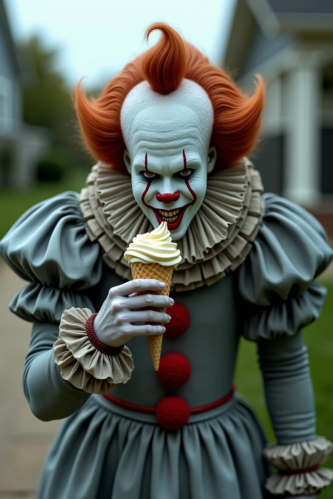 The clown laughs and holds a large plate on which the soldiers&#39; heads rest., White feathers, White feathers y humo volando.
