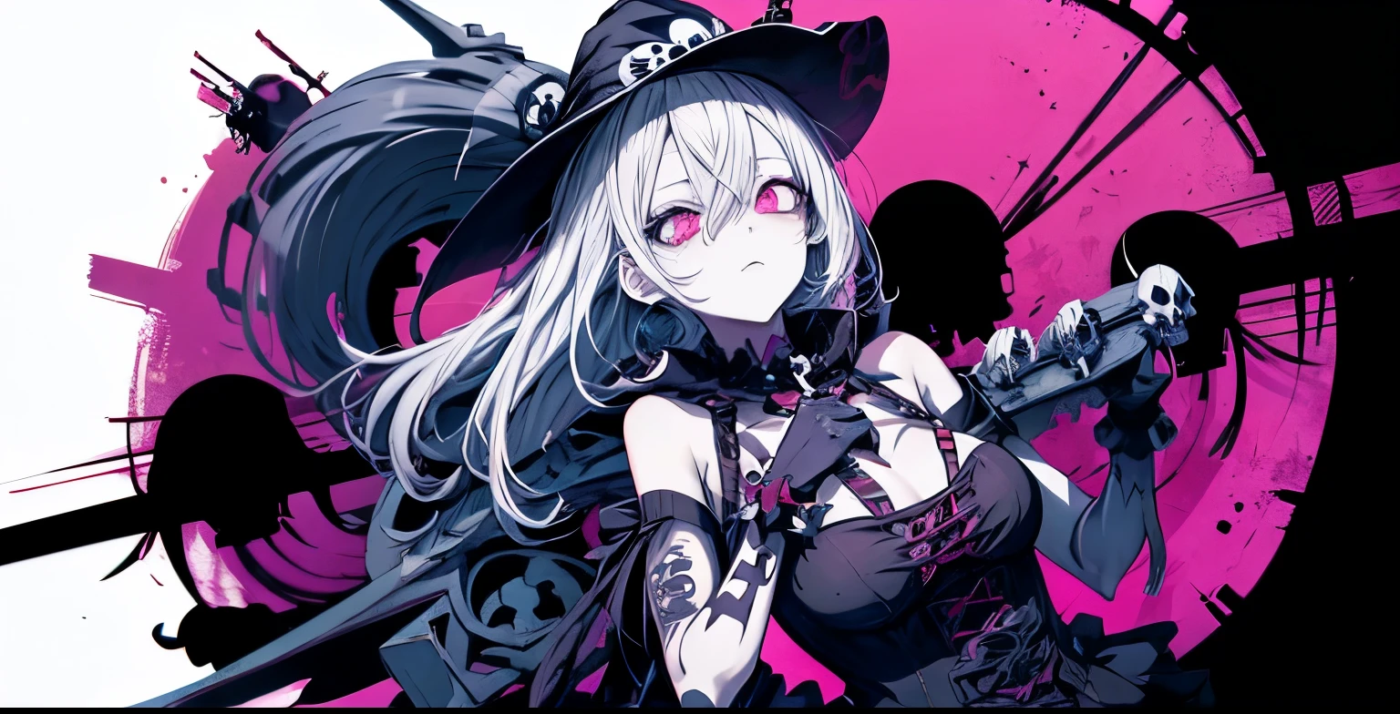 目を閉じる、胸に手を、悲しむ、tears,anime zombie witch design, crossbones, skulls, street wear design, pro vector, Horror style, full design, 6 colors only, solid colors, no shadows, full design, sticker, bright colors, white background.