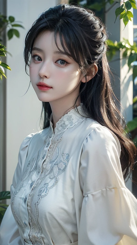 A girl, ancient Chinese costume, whole body, sunshine, clear face, clean white background, masterpiece, super detail, epic composition, ultra HD, high quality, extremely detailed, official art, uniform 8k wallpaper, super detail, 32k