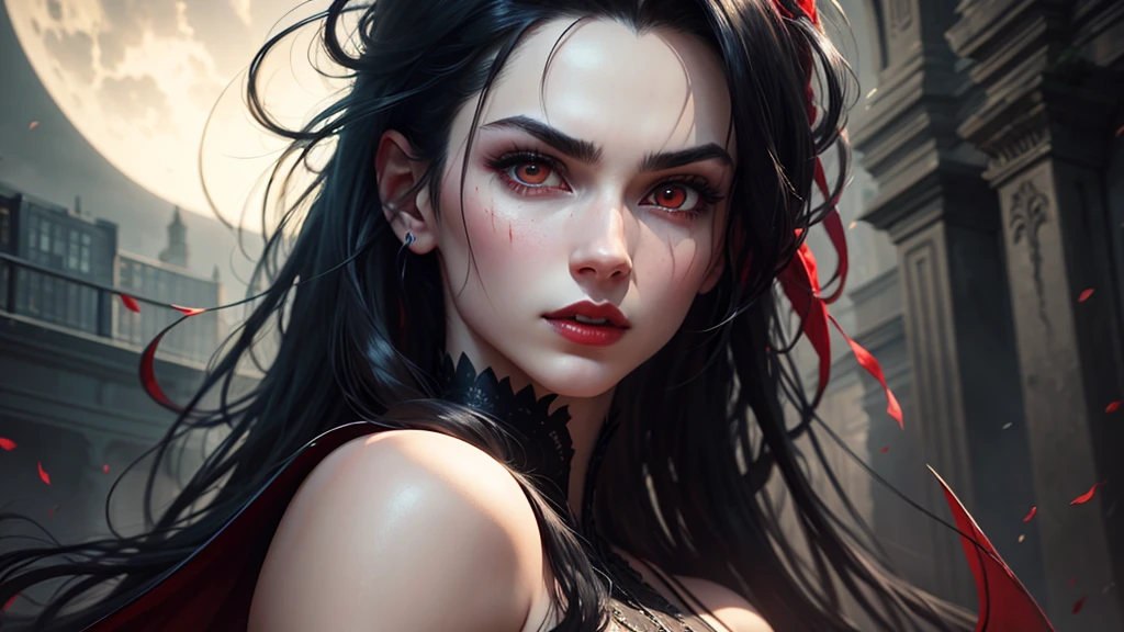 (Realistic:1.5), (((editorial photography))), (((extremely detailed))), ((masterpiece)), (gorgeous gothic woman in black red spider's web), dramatic lighting, (cinematic light:1.1), full body, (cute sexy:0.8), (cute face:1.2), Pleasure, faded colours, depth of field, 35 mm, analog photo style, gothic background, red splash particles with small luminism, spiders around, sunset, red dawn, dark atmosphere, medieval, intricate hair, inricate small details, (pale skin), hair ornament, long black hair, (fantasy world), (textured skin:1.4)