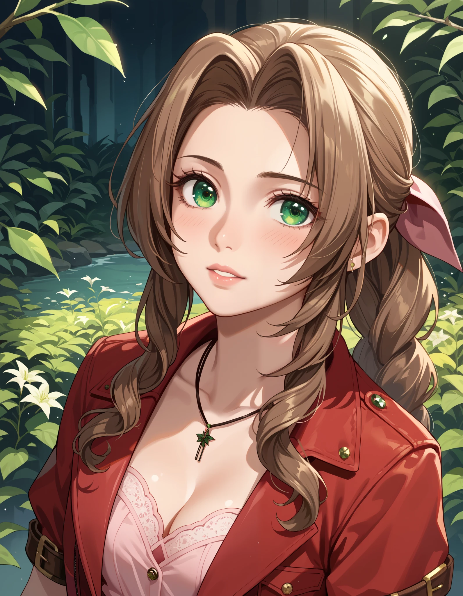 score_9, score_8_up, score_7_up, masterpiece, source_anime, BREAK, 1girl, aerith_gainsborough, final_fantasy, 1girl, brown_hair, green_eyes