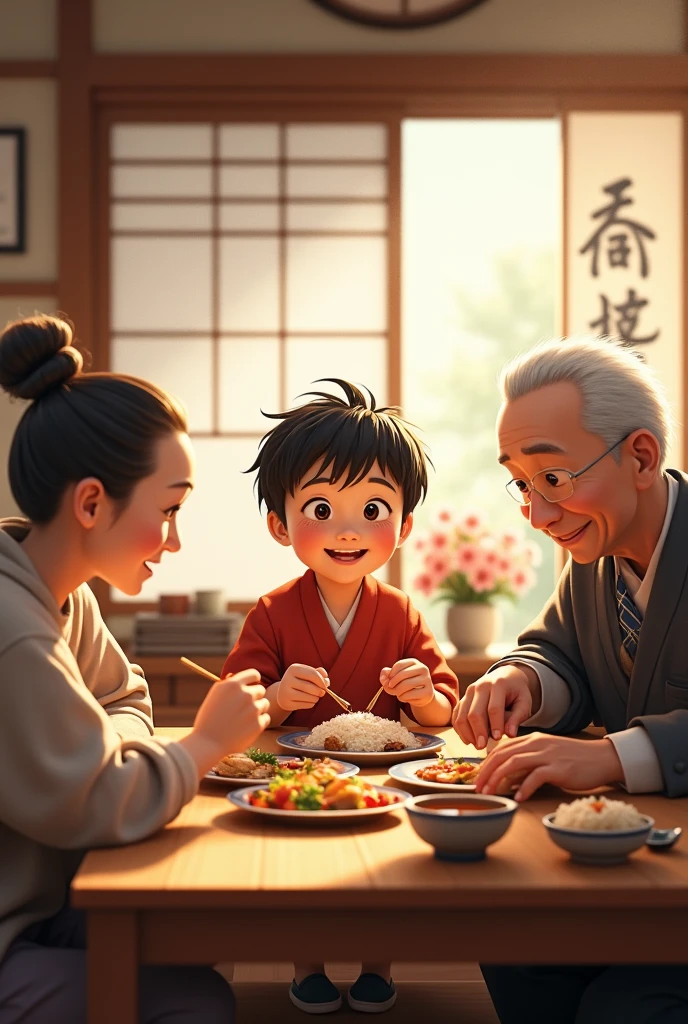 There's a man and a boy eating watermelon on a table, ainda de um filme live action, Directed by: Jang Seung-eop, por jeonseok lee, um alambique de um feliz, cena do filme live action, Directed by: Kim Myeong-guk, Directed by: Ni Yuanlu, Ross Tran e Bayard Wu, Shin Jeongho, arte tradicional