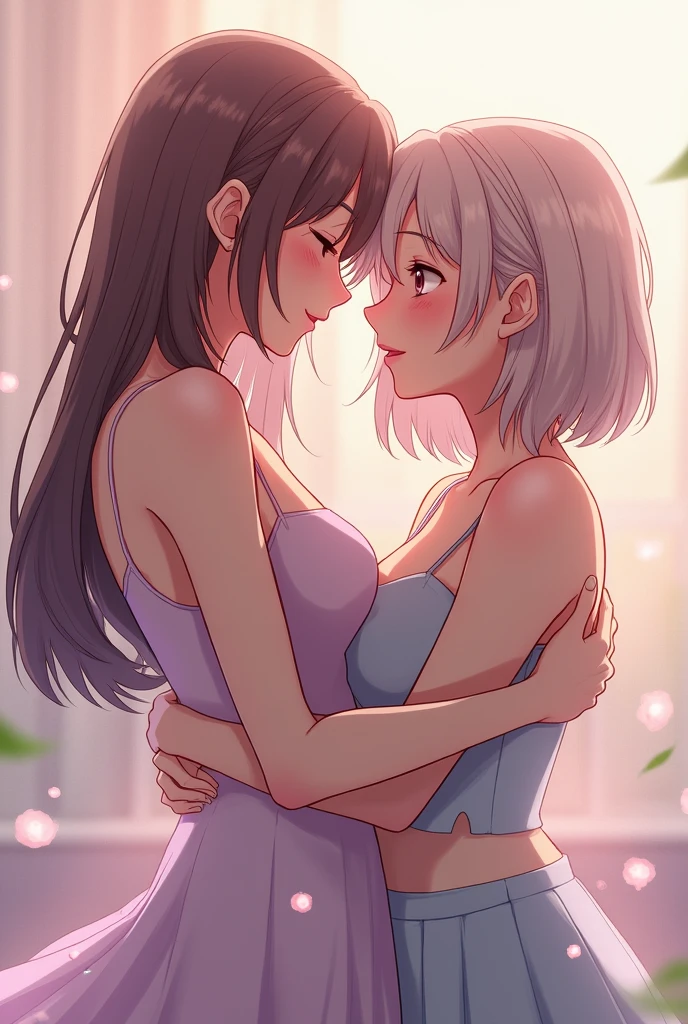 (superflat, flat shading, flat colors:1.1), masterpiece, best quality, (bedroom), mother and daughter, loli, petite, white bra, white panties, smile, hugging, in bedroom, backlit, bright, white, best shadows, watercolor,