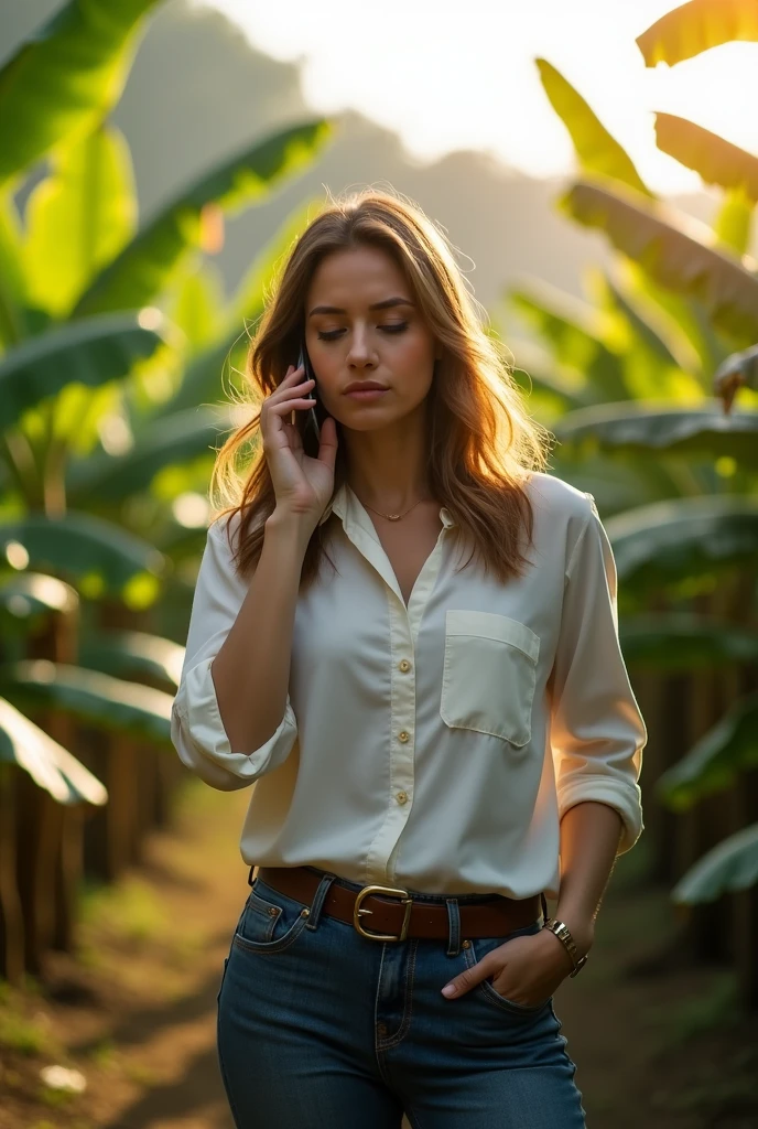 Ipswich, 2024. A young ((((37-year-old)) Teresa Palmer)), gardening, watering the plants, ((((clothings from the 2020s)))), ((hairstyle of the 2020s))