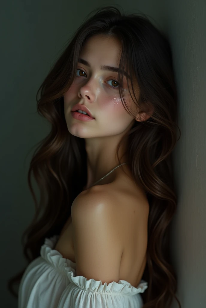 (((ultra realistic))), ((visible vagina)), the vagina is the focus of the image, squatting, ((view from below)), low angle, Photo, masterpiece, top quality, (pale skin), (Ultra detailed face and eyes:1.3), 1 girl, Adult, nude, (Eye makeup, mascara) , ((large detailed lips)), ((dark wavy hair)), ((Chyolka)) , ((Natural breasts)). ((Posing)), photoshoot, studio (soft lighting), glamour makeup, smoky eye shadow, (The play of light and shadows), depth of field, bokeh, (special attention to skin detail: 1.2), (Dark atmosphere of the frame, Dark color scheme), ((mid shot)) , ultra detailed, visible nipples, (((mid shot))). Visible nipples, athletic body, thigh gap, athletic body, minimal body fat, narrow waist, wide hips, she is smiling, topless, bottomless:1.5, nude, ((no panties))
