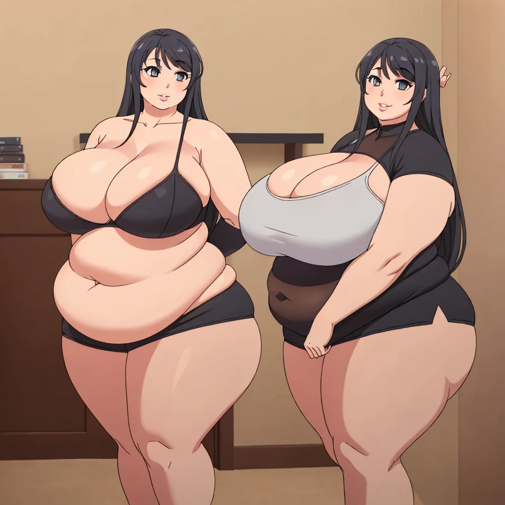  1 girl,from the front,mid large breasts,arms behind back,standing in the living room,Perfect Body,sweet smile,very wide neckline,clenched breasts, chubby, chubby girl, curvy, large breasts, lips, plump, thick thighs, thighs, (((oversized gigantic stomach)), curvy, large breasts, lips, plump, thick thighs, thighs, (((oversized gigantic stomach)), curvy, large breasts, lips, plump, thick thighs, thighs, (((oversized gigantic stomach)), waltzpurgis