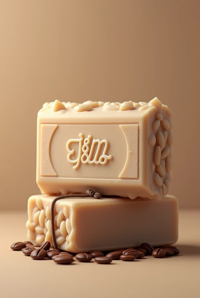 Design me a realistic logo for a coffee bar body soap product which the company is called and appears in Spanish "j & a"  the product is called and appears in Spanish  "D ' aMORE"  and the slogan y appears in Spanish  " softness that feels ,  care that you deserve " ( only those words ) with soft tones 
