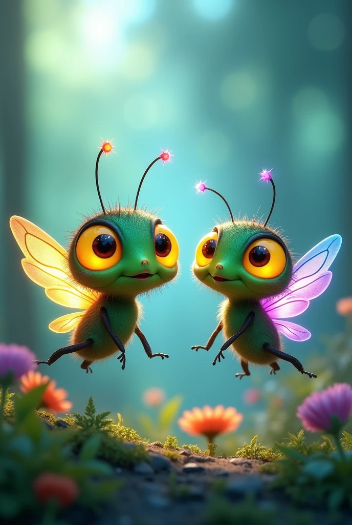 Cute creatures in the forest，super strong radio waves，lightwave，flying in the air