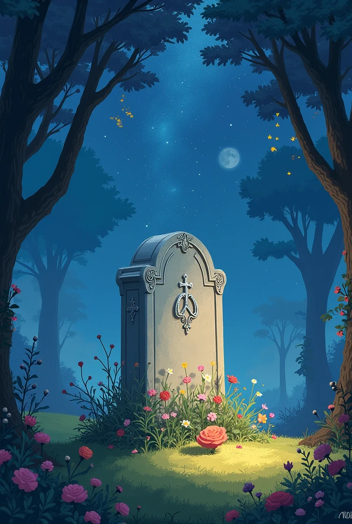 make an image with a type of animated illustration for the cover of a book of the story of my life entitled: "Stories of a headstone " and that does not have the name of the book