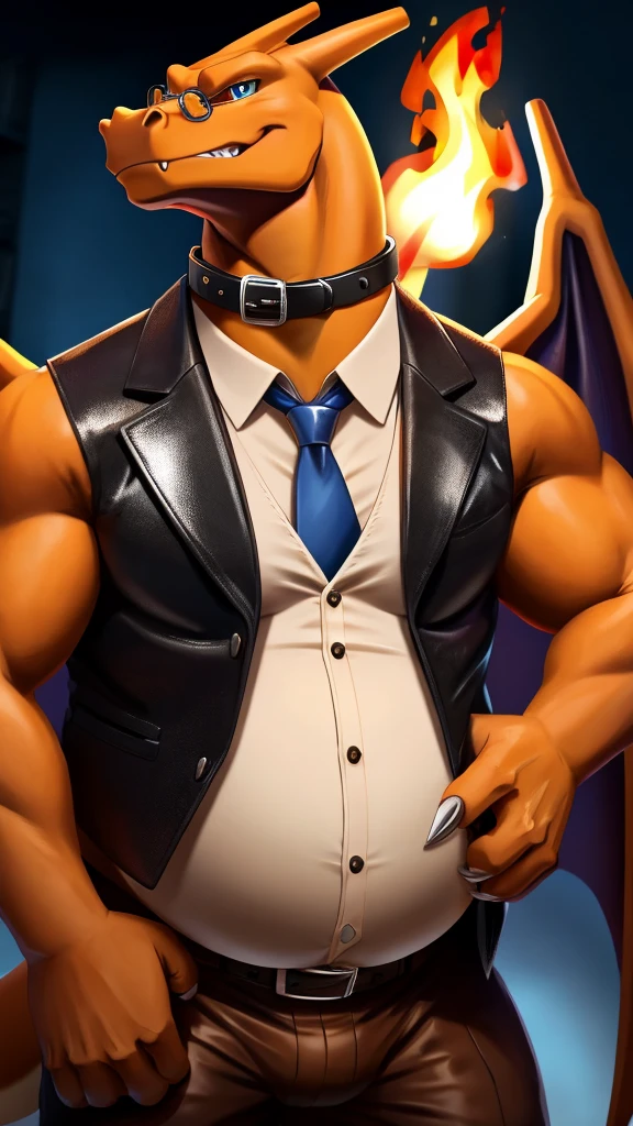 Glamrock overly muscular adult Freddy wearing a wet black thong flexing his muscles having a seductive and self-confident look